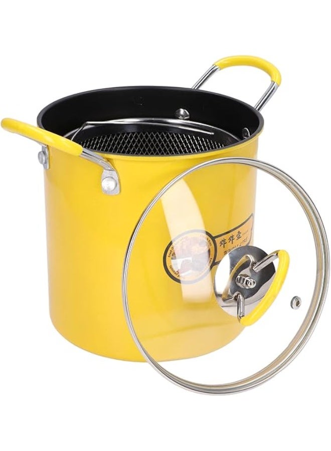 Japanese Deep Fryer Pot, 3L Stainless Steel Frying Pot with Oil Filter Rack Lid, Silicone Handle, Non Stick Coating, Home Kitchen - Image 1